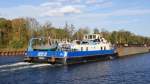 Schubboot Bizon 0-94 unterwegs auf dem Oder - Havel - Kanal bei Marienwerder in Richtung Eberswalde.