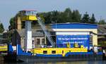 Schubboot Ronja, ex SSS 2613 der Binnenreederei am 02.08.09 in Hohensaaten. Nachdem in Genthin die Schiffbauarbeiten erledigt wurden erfolgt hier der Innenausbau. 