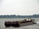 Schubboot Orion II, ex Sch 2614 der DBR AG, ist am 15.08.07 auf dem Weg vom Baustellenanleger Zingst nach Stralsund.