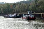 Schubbootwechsel am 23.08.2018 im Unterwasser des Schiffshebewerkes Scharnebeck.