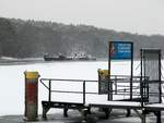 Blick auf den Anleger im  GRIEBNITZSEE / Teltowkanal am 09.02.2021.