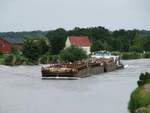 Schubboot  RHENUS STRASSBURG (06503581 , 24,84 x 9,12m) schob am 24.06.2020 drei Leichter im Elbe-Havel-Kanal Höhe Alte Ziegelei b. Parchau zu Tal.