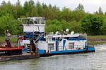 Schubboot  SCH 2334  (05604450 , 14,08 x 8,15m) am 19.05.2021 im Elbe-Seitenkanal zw. Lüder und Bad Bodenteich auf Talfahrt.