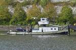 Schubboot SCALDIA, ENI 06503801, schiebt den Leichter WILJACO-F10 zu Tal �ber den Albertkanal.