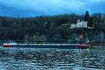 Das Tankmotorschiff AURIGA (ENI: 04607590) war Anfang April 2021 auf dem Rhein bei Unkel zu sehen.