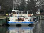 Heckansicht vom TMS Hermann Burmester (08043013) am 04.03.2014 im Spandauer Tankschiffliegehafen.