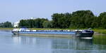 TMS Maxy, rheinabwärts nach der Staustufe Marckolsheim/Elsaß, L=110m, Tonnage 2653t, 1800 PS, Baujahr 2010, gemeldet in Kleve/D, Juni 2025
