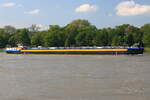 Das Tankmotorschiff WERNER REICH, ENI 02334091, Flagge: DEU, rheinabwärts bei Königswinter am 14.05.2023.