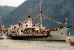 Schaufelraddampfer  Gisela  am Traunsee, sterreich, anlsslich der Fronleichnamsprozession in Traunkirchen