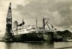 Die  Bremen  des Norddeutschen Lloyd im Frühsommer 1959 in der Werft.