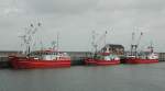 Im Hafen von Havneby/Dänemark am 19.07.2011 haben drei Krabbenkutter festgemacht