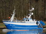 RI 376 VICTORY - MMSI= 219421000- Flagge= Dänemark - Hh= Hvide Sande- 14m x 4m -- Von der Ostsee zur Nordsee - am 07.02 2018 in Sehestedt am NOK.