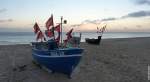 Fischerboote BAA-20 und BAA 9 am frühen Morgen vor Sonnenaufgang am Ostseestrand von Baabe (Mönchgut, Rügen, 30.09.2012)