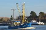 Krabbenkutter Gila Hus7 Länge:18.0m Breite:5.0m im Nord-Ostsee-Kanal bei Sehestedt am 08.03.15