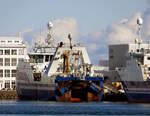 Das 54m lange Fangschiff VIDEY RE50 (IMO 9756339) am 31.05.2025 im Stadthafen von Reykjavik.