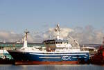 Das 49m lange Fangschiff KRISTRUN RE177 (IMO 9249398) am 31.05.2025 im Stadthafen von Reykjavik.