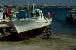 Ein Fischerboot auf der Insel Zypern erhält im November 1996 einen neuen Anstrich
