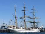 Die GORCH FOCK, das Segelschulschiff der Marine (Länge 89m, Breite 12m) ist heute von mehrmonatiger Ausbildungsfahrt zurückgekommen und liegt jetzt am Tirpitzkai; Kiel,14.05.2009
