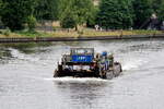 SCHUBBOOT  ARGO  (05608850 , 23,65 x 8,20m) hatte am 29.06.2021 seinen Leichter A3 unterhalb der Schleuse Berlin-Spandau abgestellt und mußte nun wieder über Havel , Schl.
