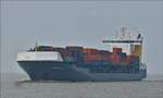 . Containerfrachter „Charlotta B“ IMO 9432232, Bj. 2009; L 168 m; B 27 m; Flagge: Liberia; auf der Weser unterwegs in Richtung Containerhafen im Außenhafen von Bremerhaven.  09.04.2018  (Hans) 