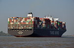 YM WELLNESS  Containerschiff von Yang Ming am 14.09.16 bei Wedel auslaufend, Heimathafen Hong Kong,  IMO: 9704623, Lnge: 368m, Breite: 51m, Teu: 13800.