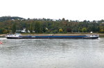 Gütermotorschiff Arcadie, Flagge: Belgien, Talfahrt auf dem Rhein bei Unkel.