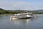 GOETHE (Personen-Seitenraddampfer, Malta, ENI: 04200370) der Reederei K�ln-D�sseldorfer Deutsche Rheinschifffahrt (KD) rheinaufw�rts (Braubach, 16.08.2012).