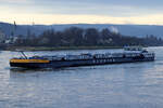 Tankschiff  TIZIAN  Rhein abwärts bei Stolzenfels/Koblenz 14.3.2024