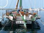 Die Genfersee-Barke  La Vaudoise  (ex  La Violette ) am 14.08.2007 im Heimathafen Lausanne, Baujahr 1932, Werft: Chantier naval,Bret-Locum, Haut Savoie (Frankreich), Bauart: Holz, Lnge ber alles: