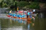 Diese Drachenboote mit den verschiedensten Mannschaften boten den ganzen Tag spannende Wettkmpfe beim Drachenbootfest am Bollwerk einem Kanal an der Havel in Oranienburg, 21.06.08.