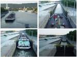 Das Tankschiff  Bayernland , Heimathafen Schweinfurt, passiert die Schleuse Wrzburg, stromaufwrts. Da passte gerade einmal ein Stck Papier zwischen Bordwand und Schleusentrog! (31.8.2005)