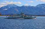 MS Barbara der Chiemsee-Schifffahrt auf der Fahrt nach Prien. 14.02.2014