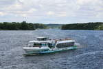 Hybrid-FGS  SCHWIELOWSEE  (04813260 , 41 x 6,50m) am 28.06.2022 im  JUNGFERNSEE / HAVEL zu Tal unmittelbar vor der Glienicker Brücke.