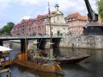 Lastensegler Ewer, wie er frher zum Transport des Salzes benutzt wurde (Nachbau) auf der Ilmenau im historischen Hafen Lneburg; 10.07.2012
