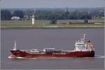 Die 2005 gebaute BROVIG MARIN (IMO 9297228) passiert am 25.06.2010 Weser aufwrts fahrend den Kirchturm von Blexen. Sie ist 88 m lang, 13 m breit und hat eine GT von 2262. Sie fhrt unter der Flagge von Gibraltar. Frhere Namen: VEDREY HEDEN, SERRA D 