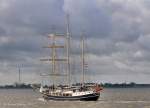 Die Barkentine  Pedro Doncker  am 25.08.2010 auf der Weser vor Bremerhaven.