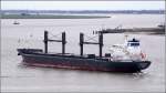 Die 2010 gebaute MARCAROLINA (IMO 9489986) am 16.08.2011 Weser aufwrts fahrend. Dieser Bulker ist 185 m lang, 30 m breit, hat eine GT von 23.548 und eine DWT von 33.741 t. Sie fhrt unter der Flagge von Antigua and Barbuda mit Heimathafen St. John's. Die vier Krne heben je bis zu 30 t.