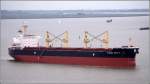 Die 2011 in Japan gebaute VIENNA WOOD N (IMO 9593713) am 17.09.2011 Weser abwrts fahrend. Dieser Bulker ist 190 m lang, 32 m breit, hat eine GT von 31.450 und eine DWT von 55.768 t. Sie fhrt unter der Flagge von Hong Kong.