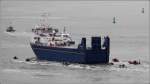 Die 1986 gebaute ATLANTIC OSPREY (IMO 8602414) ist am 18.11.2012 - beladen mit Brennelementen und begleitet von einer Armada von Polizeibooten - auf dem Weg nach Nordenham. Sie ist 88 mlang, 14 m breit, hat eine GT von 3.793 und eine DWT von 2.201 t. Heimathafen ist Barrow (Grobritannien). Die sicherheitstechnische Eignung dieses relativ alten Schiffes fr den Transport atomaren Materials wird zumindest in Teilen der Fachwelt bezweifelt.

