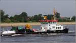 Die 2012 bei Fassmer in Berne/Motzen gebaute WESERPLATE ist am 01.08.2012 Weser aufwrts unterwegs. Dies Arbeitsschiff des WSA Bremen ist 26,81 m lang, 6,70 m breit und hat eine Maschinenleistung von 2 x 221 kw.