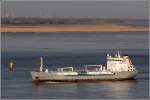 Die 1998 gebaute TARNFORS (IMO 9167930) am 15.04.2013 Weser aufwrts fahrend. Sie ist 115 m lang, 18 m breit, hat eine GT von 5.698 und eine DWT von 8.245 t. Heimathafen ist Alesund (Norwegen). Frherer Name: TRNFORS.