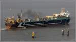 Die 1985 gebaute KL 855 MARGIRIS (IMO 8301187) am 28.02.2015 auf der Weser Hhe Bremerhaven. Die KL 855 MARGIRIS ist der zweitgrte Trawler und Fabrikschiff der Welt. Sie ist 143 m lang, 18 m breit, hat eine GT von 9.499 und eine DWT von 6.200 t. Heimathafen ist Klaipeda (Litauen). Frhere Namen: ABEL TASMAN, KL 749 MARGIRIS ANNELIES ILENA, ATLANTIC STAR, SIBERIAN ENTERPRISE, APOLLO TWO. 