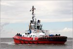 Die 2015 gebaute ZP BISON (IMO 9701994) am 31.07.2016 auf der Weser Höhe Bremerhaven. Sie ist 24,74 m lang und 12,63 m breit. Die beiden Maschinen leisten zusammen 4.200 kW. Der Pfahlzug beträgt 70 t. Heimathafen ist Valletta (Malta).