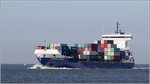 Die 2012 gebaute KATHARINA SCHEPERS (IMO 9584865) ist am 31.08.2016 auf der Außenweser Richtung Bremerhaven unterwegs. Sie ist 152 m lang, 23 m breit, hat eine GT von 10.318, eine DWT von 13.031 und eine Kapazität von 1.036 TEU. Heimathafen ist Limassol (Zypern). 