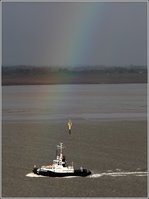 Regenbogen-Schlepper WILHELMSHAVEN (IMO 9183403) am 02.11.2016 auf der Weser Höhe Bremerhaven.