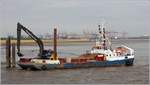 Die 1954 gebaute JOHANNA JOSEPHINE (ENI 02205307) ist in Nordenham-Blexen im Einsatz. Das Baggerschiff ist 37,60 m lang und 10,24 m breit. Heimathafen ist Delfzijl (Niederlande). 15.03.2020