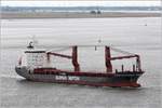 Die 2012 gebaute SLOMAN DISCOVERER (IMO 9620669) ist Höhe Bremerhaven weserabwärts unterwegs. Sie 138,01 m lang und 21,36 m breit, hat eine GT/BRZ von 9.611 und eine DWT von 12.641 t. Heimathafen ist St. John's (Antigua and Barbuda). Zwischenzeitlicher Name: SUN DISCOVERER. 16.05.2020