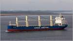 Die 2018 gebaute TIAN YOU (IMO 9823625) fährt Höhe Bremerhaven weseraufwärts. Sie ist 189,99 m lang und 28,5 m breit, hat eine GT/BRZ von 26.787 und eine DWT von 37.077. Heimathafen ist Guangzhou (China). 24.10.2020