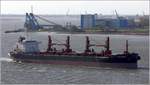 Die 2013 gebaute WUCHANG (IMO 9657844) fährt Höhe Bremerhaven weserabwärts. Sie ist 180 m lang und 30 m breit, hat eine GT/BZR von 24.785 und eine DWT von 29.128 t. Heimathafen ist Hong Kong. 28.10.2020