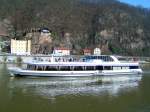 SISSI (Bj1998; L: 46,75 m / B: 11,20 m;  600 PS; Pltze Innen/Frei 150/100); bei einer  Stadtrundfahrt  auf der Donau in Passau; 080309  